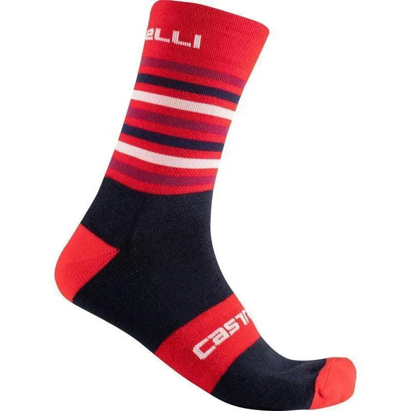 Castelli Gregge 15 Socks / S/ M Red/Savile Blue Small/Medium