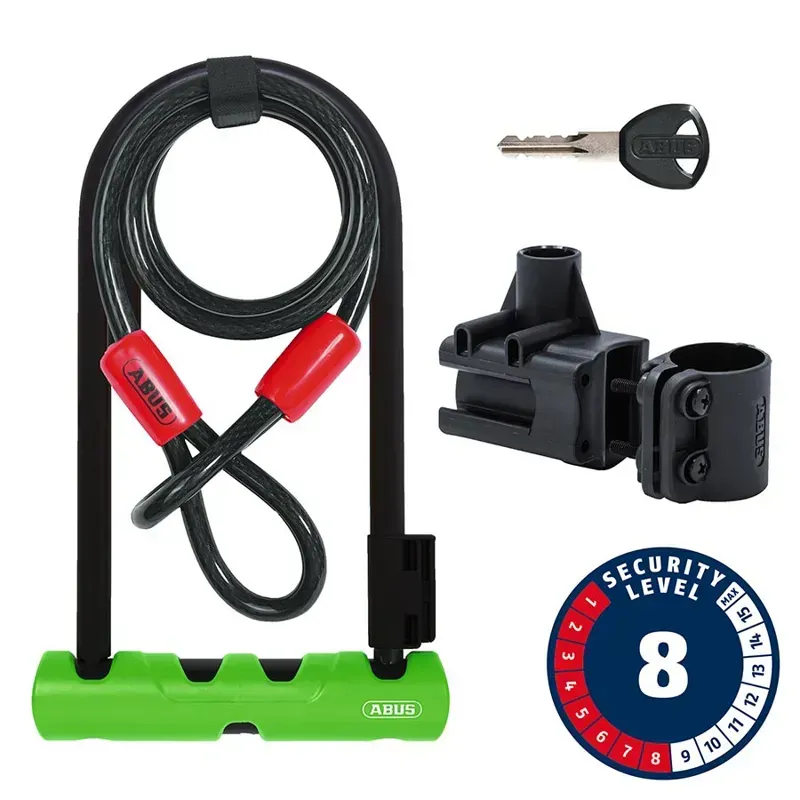 Abus Ultra 410K 12mm 6.7x9 Key U-Lock w/Cobra in Green