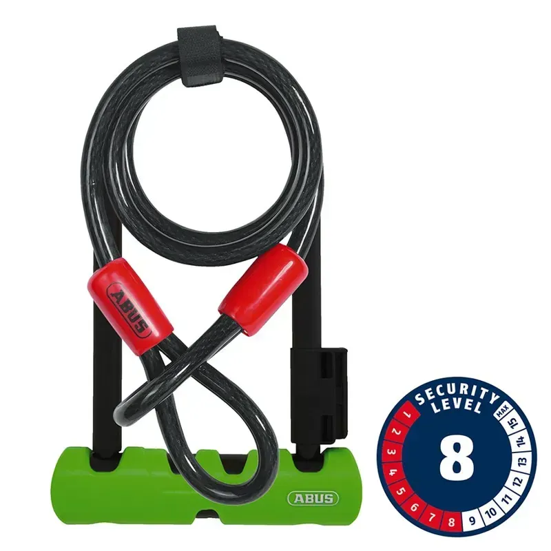 Abus Ultra 410K Mini 12mm 5.9x7 Key U-Lock w/Cobra in Green