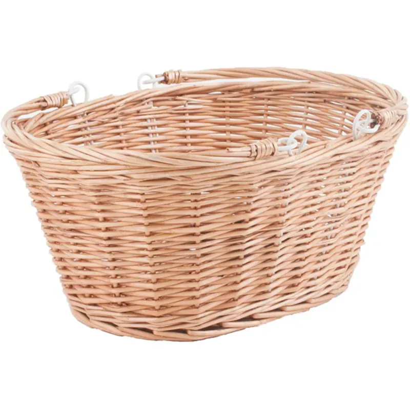 M Part Borough Oval Wicker Basket w/Handle/QR Bracket in Brown