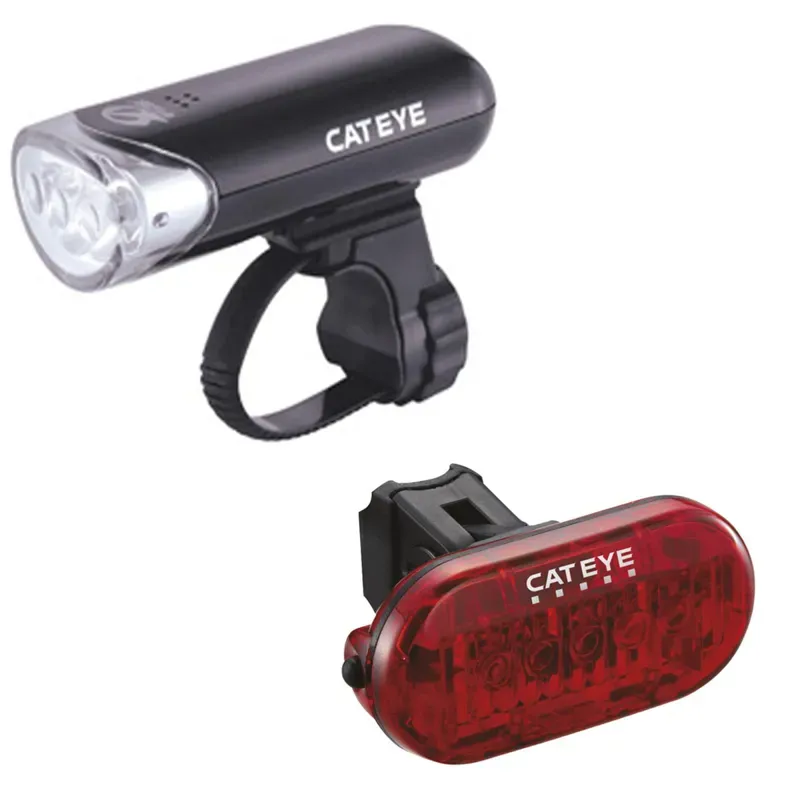 Cateye EL135 Front Light And Omni 5 Rear Light Set