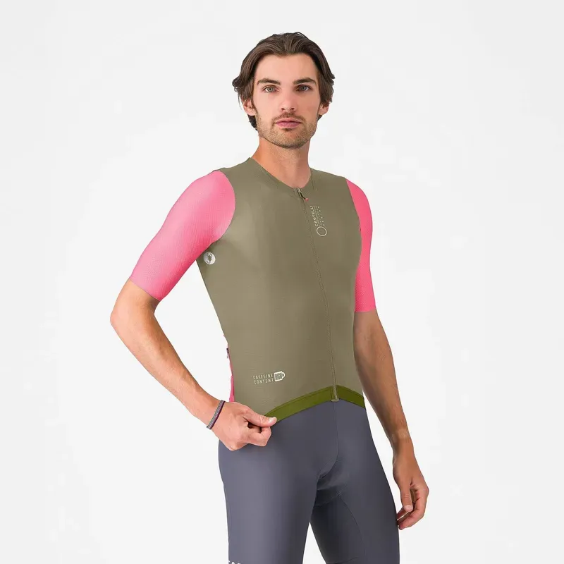 Castelli Corretto Jersey in Elmwood/Rosa Giro/White