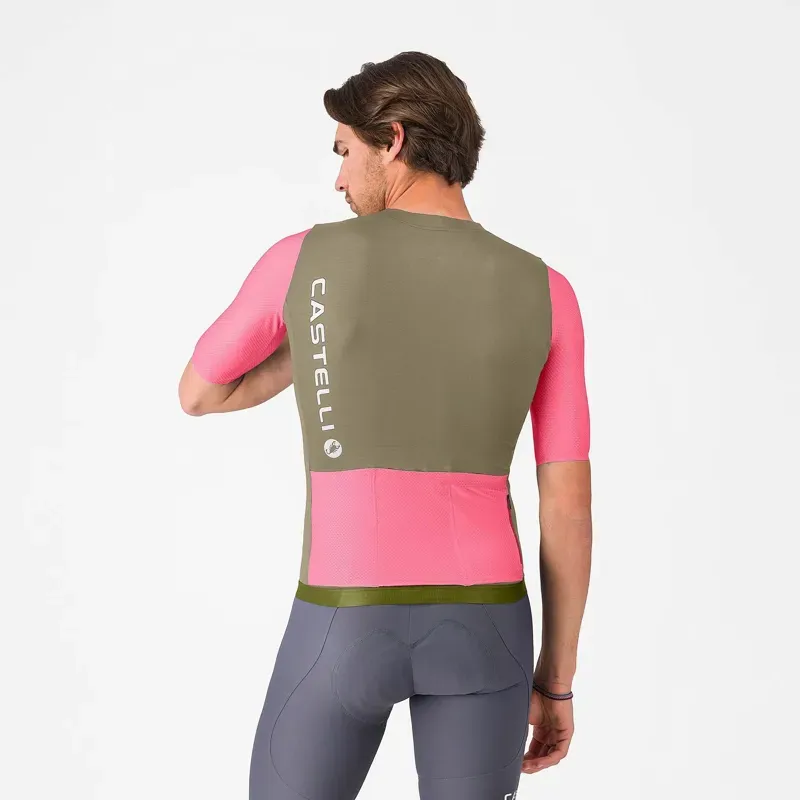 Castelli Corretto Jersey in Elmwood/Rosa Giro/White-1