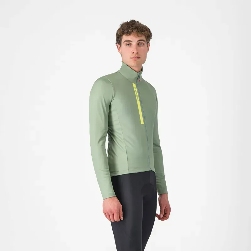 Castelli Entrata Thermal Long Sleeve Jersey in Green Pepper/Electric Lime