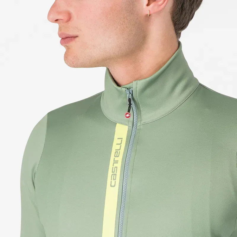 Castelli Entrata Thermal Long Sleeve Jersey in Green Pepper/Electric Lime-2