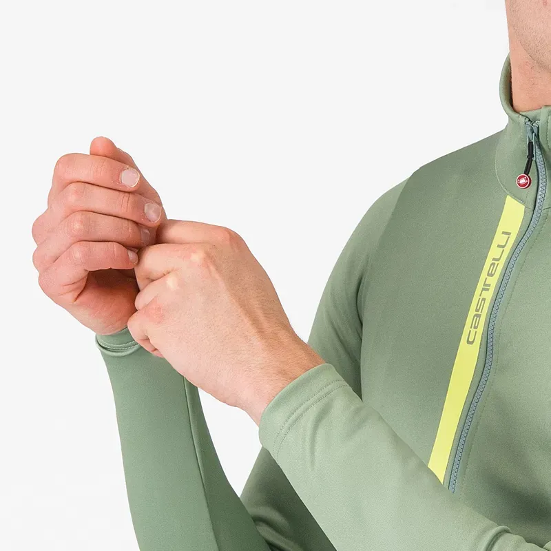 Castelli Entrata Thermal Long Sleeve Jersey in Green Pepper/Electric Lime-4