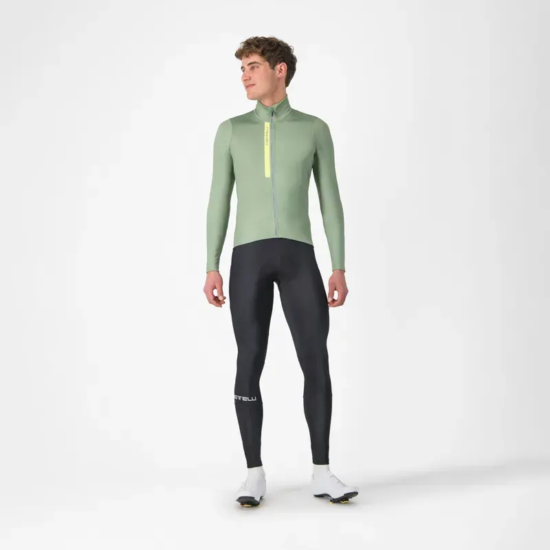 Castelli Entrata Thermal Long Sleeve Jersey in Green Pepper/Electric Lime-5