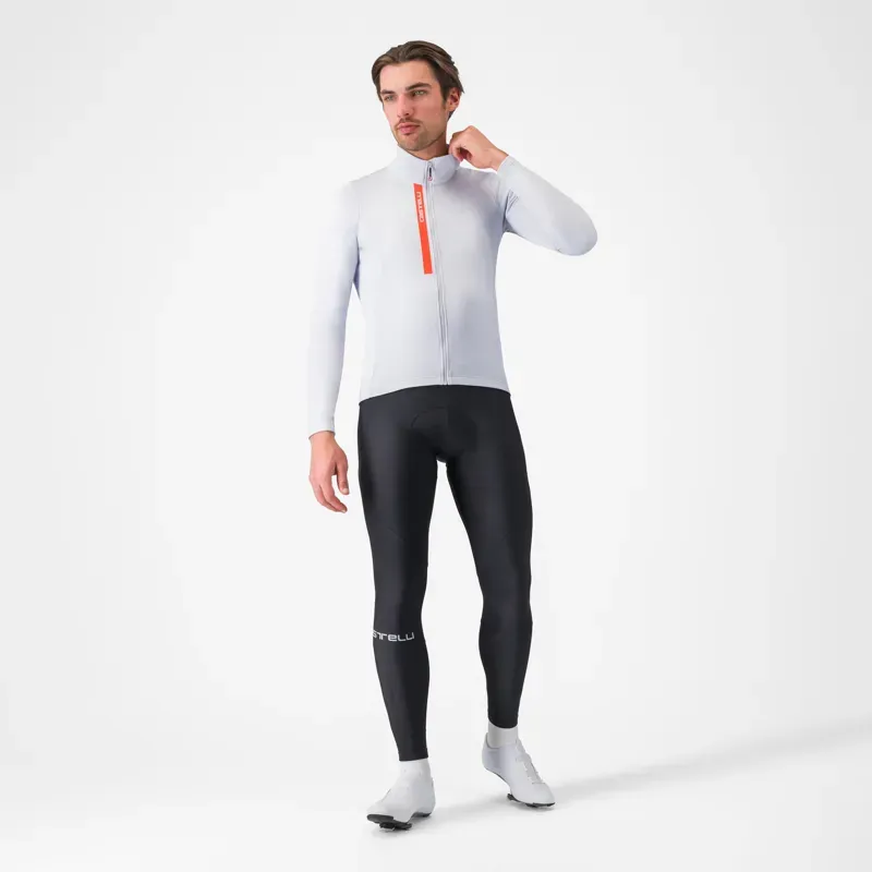 Castelli Entrata Thermal Long Sleeve Jersey in Silver Grey/Brilliant Orange-5