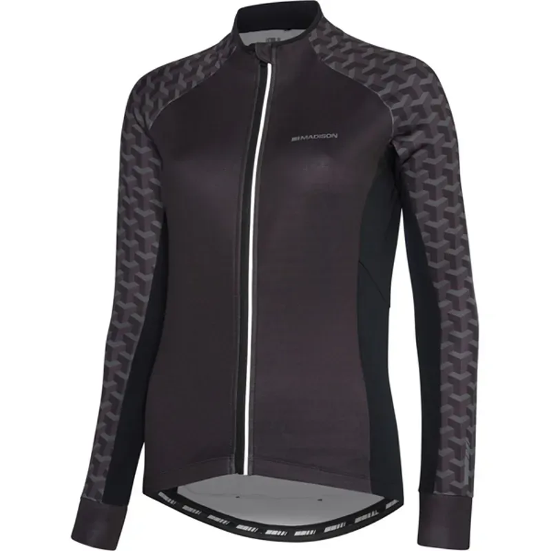 Madison Sportive Geo Camo Long Sleeved Womens Jersey in Black