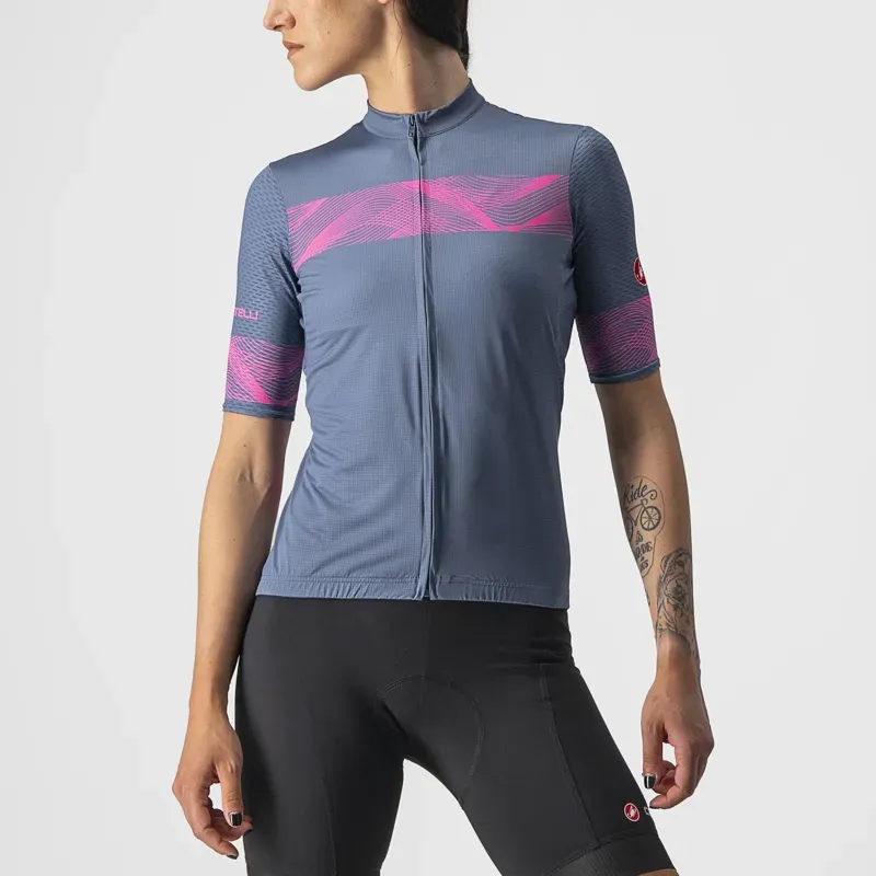 Castelli Fenice Women's Jersey / Steel Blue/Pink Fluo Medium