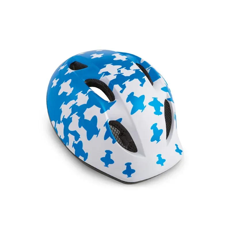 Met Buddy Kids Helmet in White/Blue Airplanes