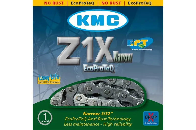 KMC Z1X EPT 128 Link Single Speed eBike Chain in Silver