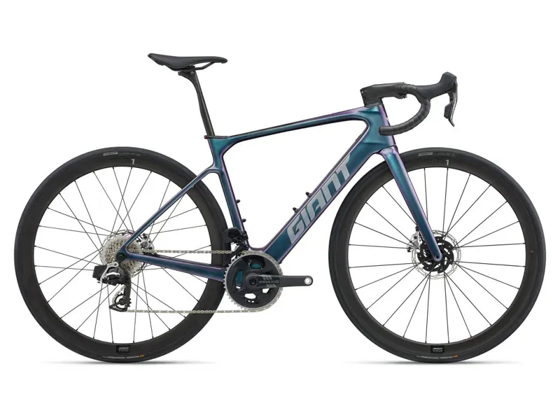 2025 Giant Defy Advanced E+ Elite 0 E-Road Bike In Blue Dragonfly